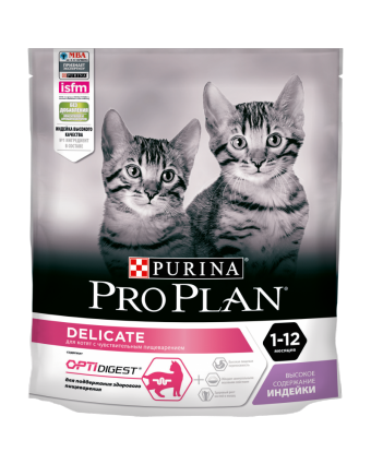Сухой корм для котят с проблемным пищеварением Pro Plan Junior Delicate Индейка и рис 1,5кг