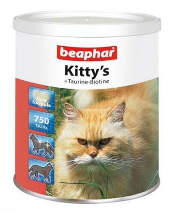 Витамины для кошек Beaphar Kittys сердечки с таурином и биотином 750таб.
