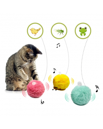 WOOFART игрушка интерактивная мячик со звуком шерсть 5,5см. Набор из 3шт