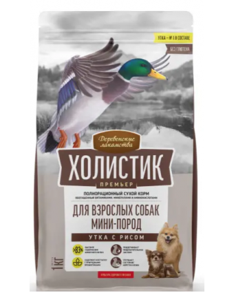 Деревенские лакомства - Холистик премьер для взрослых собак мелких пород «Утка с рисом» 1 кг.