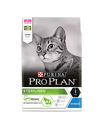 Сухой корм для стерилизованных и кастрированных кошек или котов Pro Plan STERILISED с кроликом 1,5кг