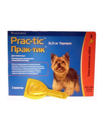 Инсектоакарицид Практик капли от блох и клещей для собак от 2 до 4,5кг 3 пипетки