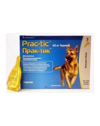 Инсектоакарицид Практик капли от блох и клещей для собак от 22 до 50 кг 3 пипетки