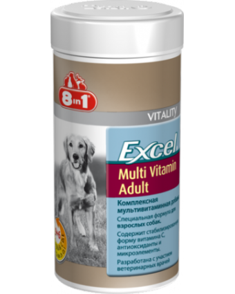 8 в 1 Мультивитамины для взрослых собак (8 in 1 Excel Multi Vitamin Adult), банка 70 табл.