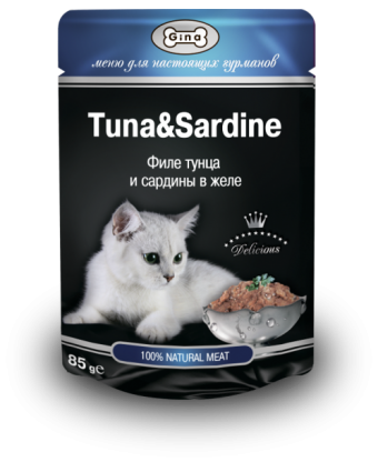 Консервы для кошек Gina (Джина) тунец и сардины 85гр