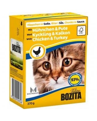Консервы для кошек BOZITA (Бозита) с Курицей и Индейкой кусочки в соусе 370г 4934