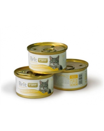 Консервы для кошек Brit Care (Брит) Куриная грудка с сыром 80г. 3018