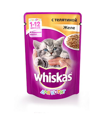 Консервы для котят Whiskas (Вискас) Желе Телятина 85гр