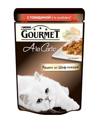 Консервы для кошек Gourmet (Гурмет) A la Carte с говядиной a la Jardiniere, морковью, томатом и цуккини 85г