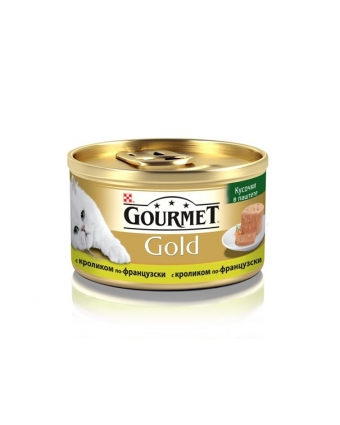 Консервы для кошек Gourmet (Гурмет) Gold кусочки в паштете с кроликом по-французски 85г