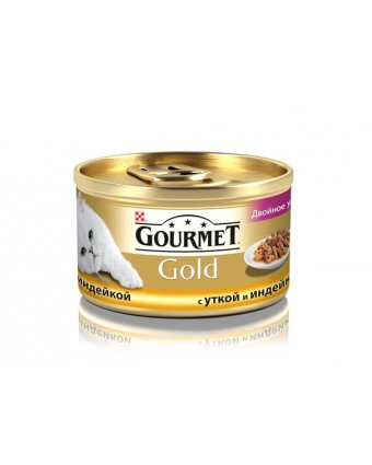 Консервы для кошек Gourmet (Гурмет) Gold Двойное удовольствие с уткой и индейкой 85г