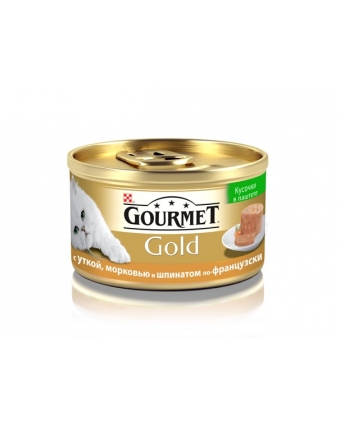 Консервы для кошек Gourmet (Гурмет) Gold кусочки в паштете с уткой, морковью и шпинатом по-французски 85г