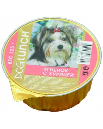 Консервы для собак DOG LUNCH (ДОГ ЛАНЧ) крем-суфле ягненок с курицей 125г