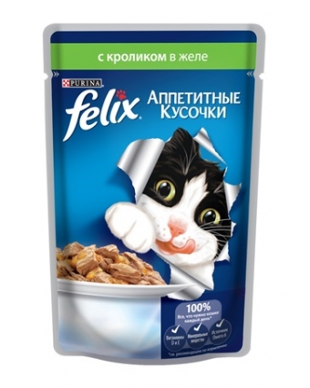 Консервы для кошек Felix (Феликс) с кроликом в желе 85г