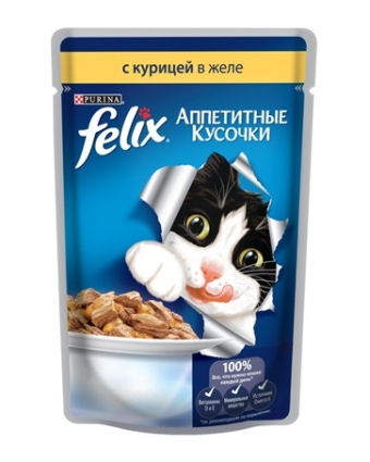 Консервы для кошек Felix (Феликс) с курицей в желе 85г