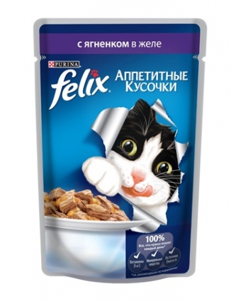 Консервы для кошек Felix (Феликс) с ягненком в желе 85г