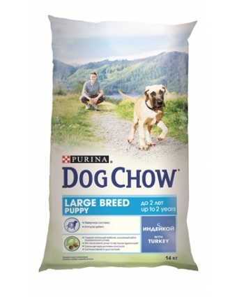 Сухой корм  Dog Chow (Дог Чау) для щенков крупных пород с индейкой, 14 кг