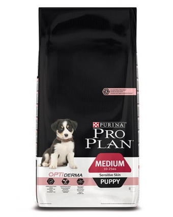 Сухой корм  PRO PLAN Medium Puppy для щенков средних пород   с чувствительной кожей, с лососем и рисом, 1,5 кг