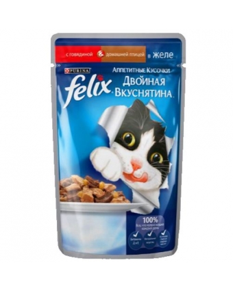 Консервы для кошек Феликс желе говядина/птица WC 85 г