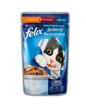 Консервы для кошек Феликс желе индейка/печень WC 85 г