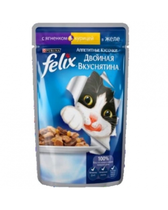 Консервы для кошек Феликс желе ягненок/курица WC 85 г