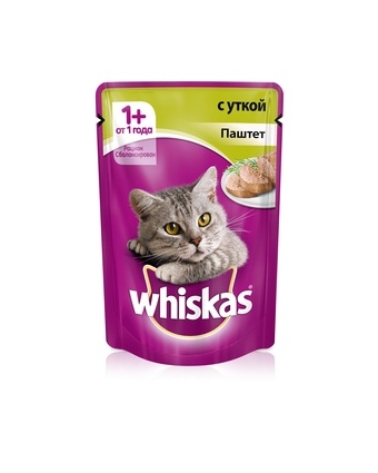 Whiskas ( Вискас) паштет с уткой 85г.  Консервы для кошек