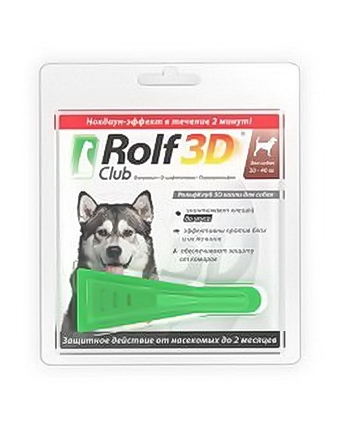 Капли от блох и клещей Rolf Club 3D для собак 20-40кг