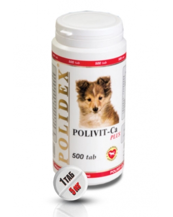 POLIDEX® Polivit-Ca plus  (Полидэкс Поливит-Кальций плюс)  Витамины для собак 500 таб
