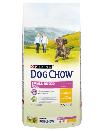 Сухой корм для взрослых собак мелких пород Dog Chow Adult Mini с  курицей, 2,5 кг
