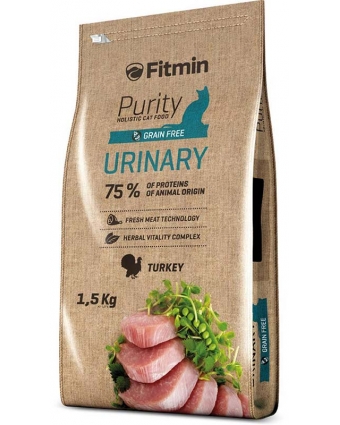 Полнорационный беззерновой корм для взрослых кошек Fitmin cat purity urinary 1,5 кг