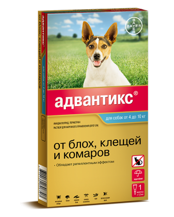 Адвантикс 100 С капли для собак от 4 кг до 10 кг, 1 пипетка