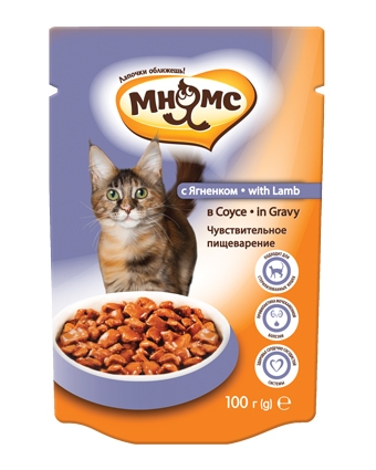 Пауч Мнямс для кошек Чувствительное пищеварение с ягненком в соусе, 100 г
