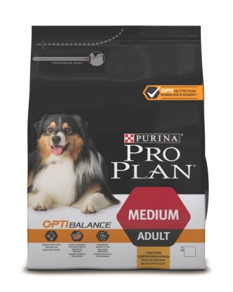 Сухой корм для собак средних пород ProPlan (Проплан) Medium Adult OPTIBALANCE с курицей 3кг