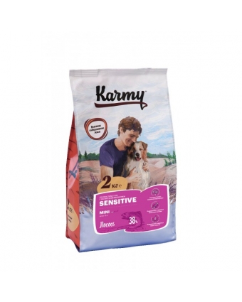 Сухой корм для собак Мини пород с чувствительным пищеварением Karmy SENSITIVE MINI Лосось 2кг