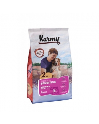 Сухой корм для собак средних и крупных пород с чувствительным пищеварением Karmy SENSITIVE MEDIUM&MAXI Лосось 2кг