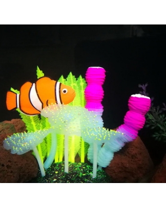 Аквариумный декор Светящиеся рыбка Клоун и Пальмовый анемон арт. 666047
