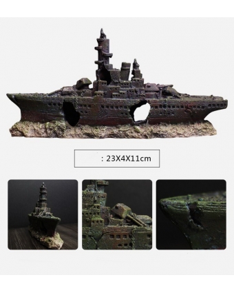 Аквариумный декоративный грот Затопленный крейсер арт.666181