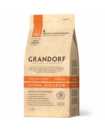 GRANDORF корм для кошек Turkey&Rice Adult Sterilised 2 кг индейка и рис стерилизованная