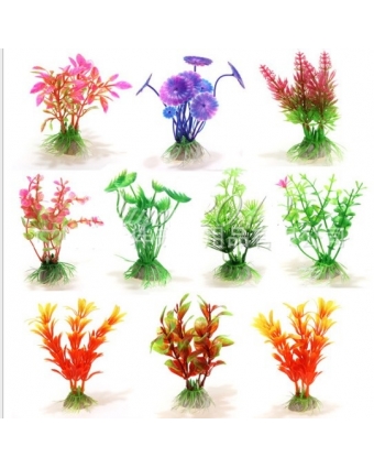 аквариумный декор растения маленькие 10-12см для аквариума цветные в ассортименте