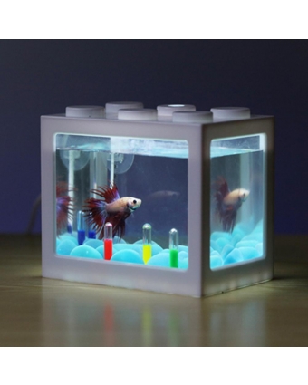 миниаквариум конструктор Лего для петушков , мелких рыбок , креветок 105х120х80мм с подсветкой