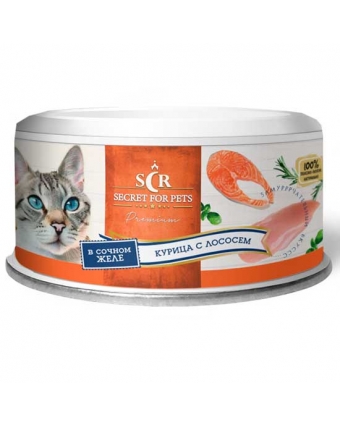 Секрет Премиум 85 гр консервы для кошек курица с лососем в желе