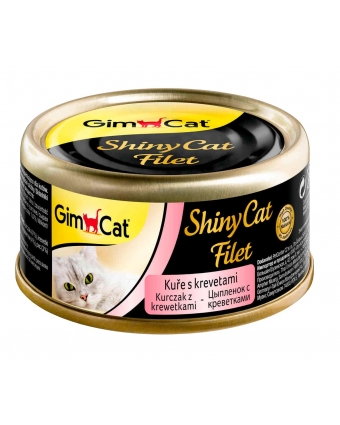 GimCat ShinyCat Filet консервы для кошек из цыпленка с креветками 70 г