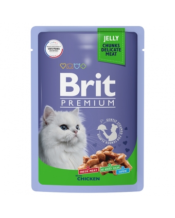 Брит Premium 5050161 Пауч д/взрослых кошек цыпленок в желе 85г