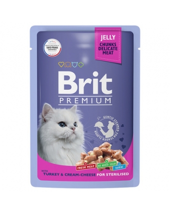Брит Premium 5050192 Пауч д/взрослых стерилизованных кошек индейка с сыром в желе 85г
