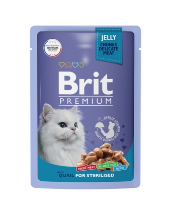 Брит Premium 5050215 Пауч д/взрослых стерилизованных кошек перепелка в желе 85г