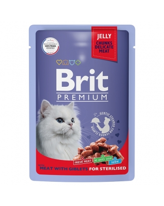 Брит Premium 5050222 Пауч д/взрослых стерилизованных кошек мясное ассорти с потрошками 85г