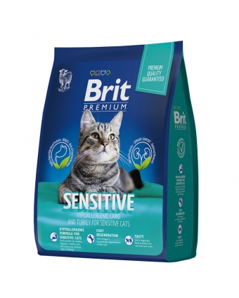 Брит Premium Cat Sensitive 5049196 сух.премиум с ягнен. и инд. д/взр кошек с чувств.пищ. 400г