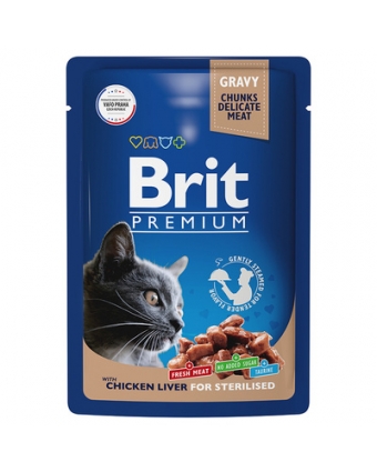 Брит Premium 5048885 Пауч д/взрослых стерилизованных кошек куриная печень в соусе 85г