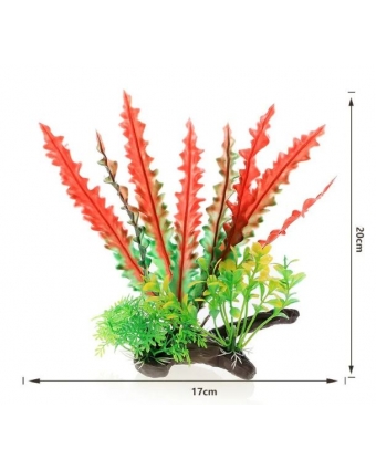 Декор растения иск. композиция на коряге красно-зеленая 20*24