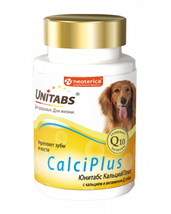 Экопром U204 Юнитабс CalciPlus с Q10 Витамины д/собак Кальций, фосфор и витамин D 100таб